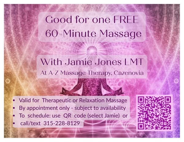 Jamie Jones massage gift certificate