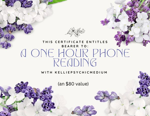 Kellie Psychic Medium one-hour phone reading gift certificate