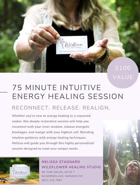 Wildflower Healing Studio - 75 minute intuitive energy healing session certificate