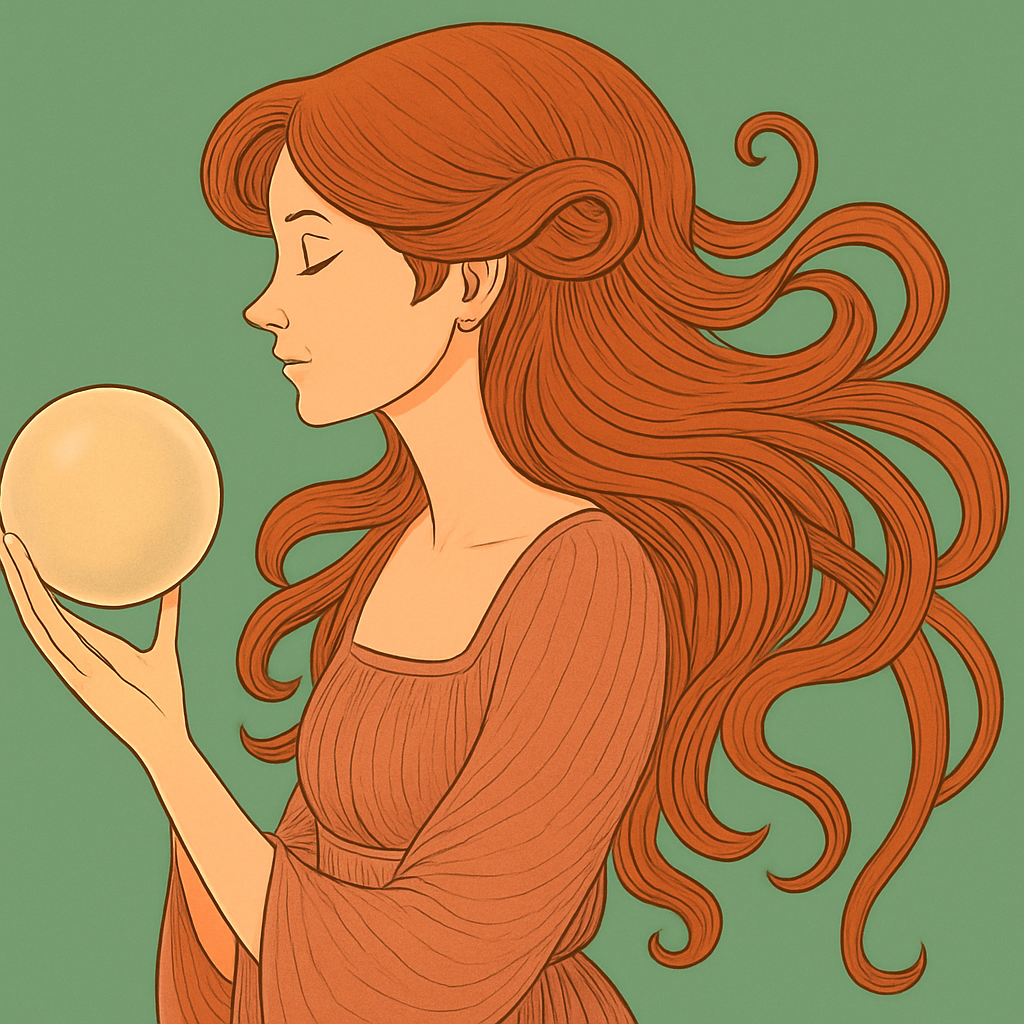 Artistic illustration of a woman with flowing hair surrounded by mystical elements, representing the spiritual energy of the psychic fair - Click to view program